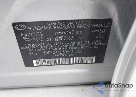 2013 Hyundai Sonata Limited 2.0T from USA, damaged, VIN 5NPEC4AB3DH512798